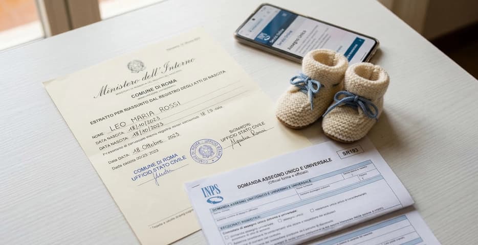 Certificato di nascita, scarpine da neonato e modulo INPS — guida completa al Bonus Nuovi Nati 2026 con requisiti ISEE e scadenza domanda