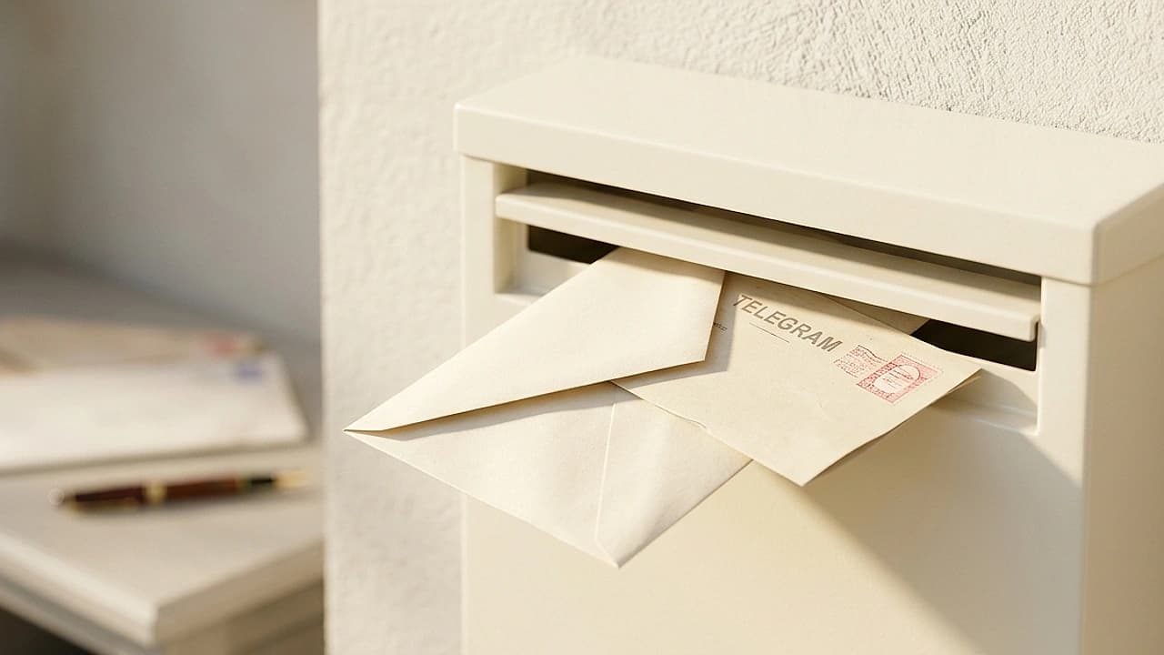Telegramma cartaceo consegnato nella cassetta della posta, simbolo dei tempi di recapito del telegramma in Italia